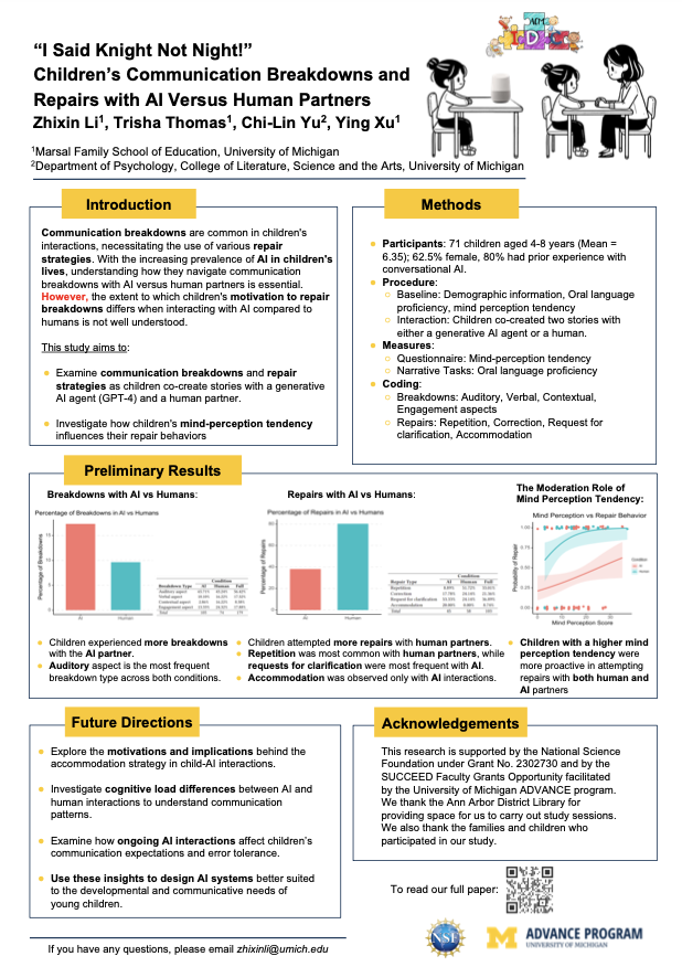 Poster preview: Children's communication breakdowns and repairs with AI versus human partners